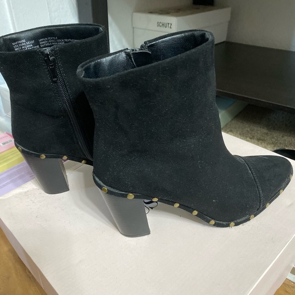 Black suedette justfab stuffed ankle boots - Picture 3 of 5